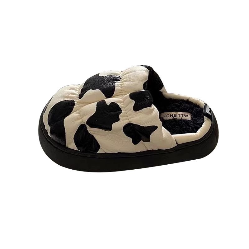 2024年新款棉拖鞋女秋冬INS厚底百搭外穿皮面居家防水毛毛拖鞋女