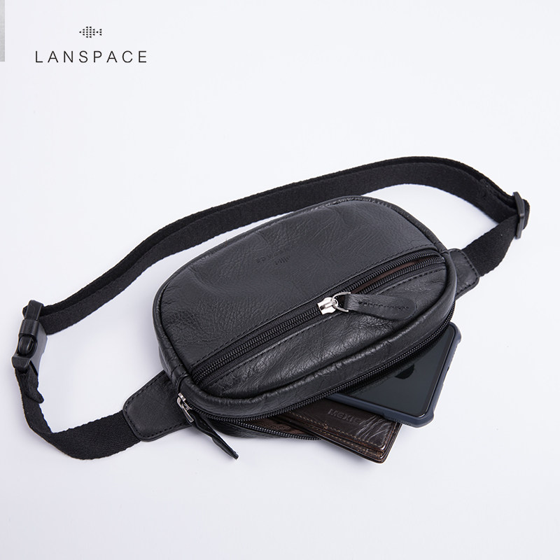 蓝皮具男士真皮腰包小型轻便胸包迷你斜挎包潮牌个性小包包手机包,淘宝优惠券,粉丝福利购,淘宝优惠卷