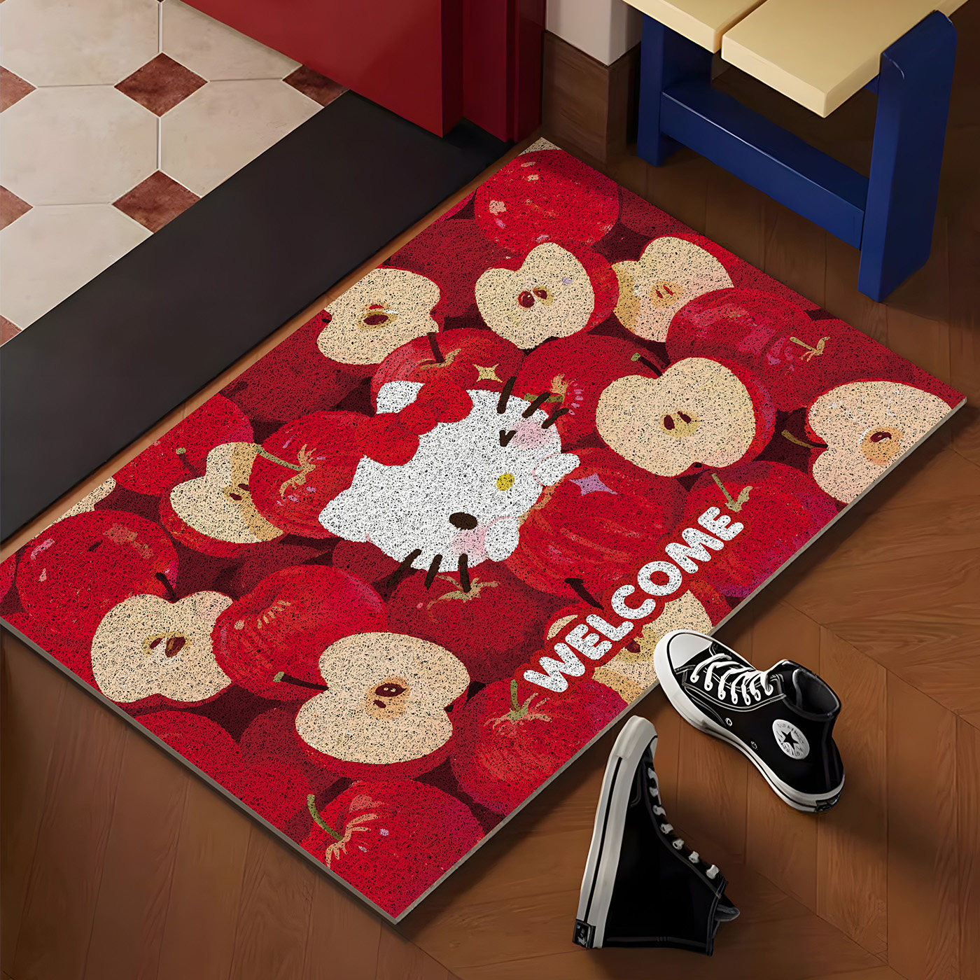 新年红色KT入户门丝圈地垫防滑脚垫家用门垫门外玄关蹭土可裁剪,淘宝优惠券,粉丝福利购,淘宝优惠卷