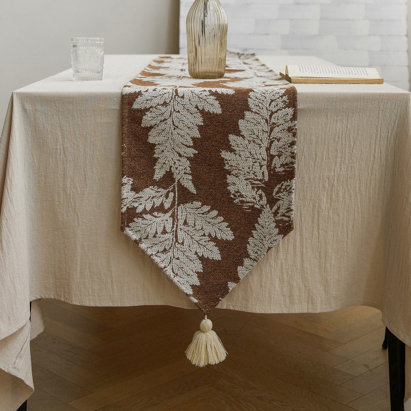 秋韵提花桌旗布艺流苏长条形电视柜桌布防尘防水鞋柜盖巾盖布餐桌,淘宝优惠券,粉丝福利购,淘宝优惠卷