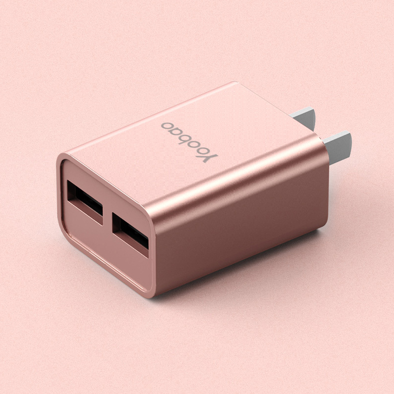 羽博玫瑰金2A充電器雙usb充電頭安卓蘋果6S通用多口快充插頭配件7手機iphone xs max七8plus衝電頭子vr六八
