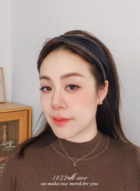 韩国宽边缎面水钻发箍显脸小