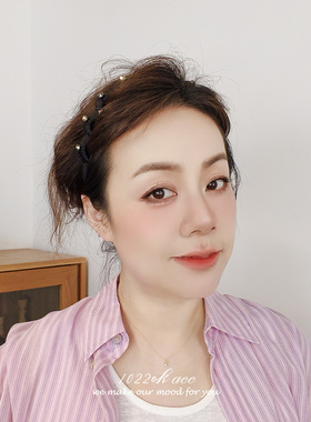 韩国简约水钻仿珍珠防滑倒插发箍
