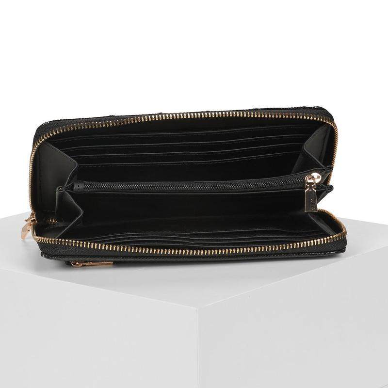 代购GUESS女士钱包大容量多卡位拉链闭合可拆腕带黑色合成材质,淘宝优惠券,粉丝福利购,淘宝优惠卷