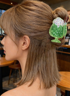 创意新款草莓樱桃冰激凌杯酒杯抓夹创意发夹西瓜杯后脑勺鲨鱼夹女