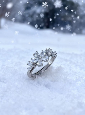 冬季可爱小香风雪花戒指轻奢气质高颜值指环百搭小巧精致食指装饰