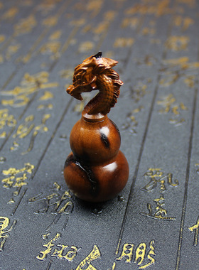 雷击枣木龙头葫芦挂件随身钥匙扣剑来葫芦雷痕葫芦纯手工雕刻摆件