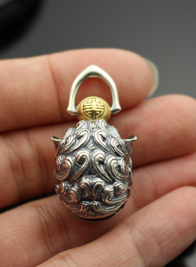 铜铃铛狮子复古瑞兽黄铜小挂件手摇铃铛声音超响清脆霸气小铃铛