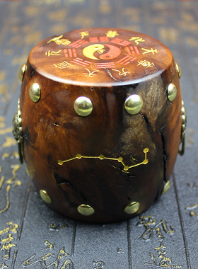 雷击枣木摆件精雕小鼓木质把件盘玩九天应元雷声纯手工雕刻木鼓款