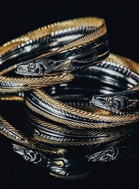 热带鱼复古双色手镯时尚鱼形手环