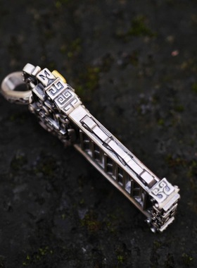 黄铜镀银做旧天机吊坠六十四卦