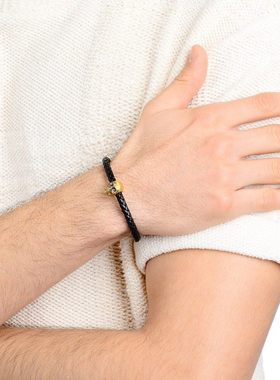 创意酷黑永恒串珠骷髅头转运珠配件男士款手链古金吊坠粗皮绳配饰