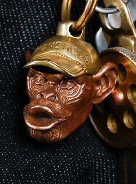 猩猩吊坠铜复古金属钥匙扣挂件