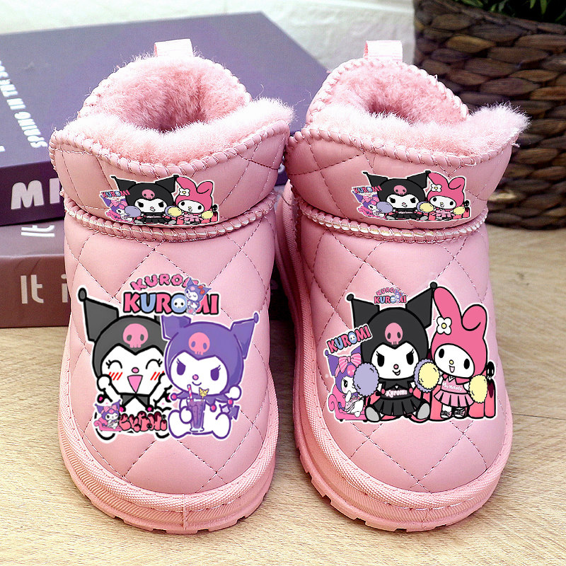 爆款库洛米冬季儿童棉鞋宝宝雪地靴子加绒软底厚女孩短靴皮面防水,淘宝优惠券,粉丝福利购,淘宝优惠卷