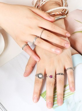 New 9PCS/Set Antique Silver Knuckle Rings Set Women Jewerly