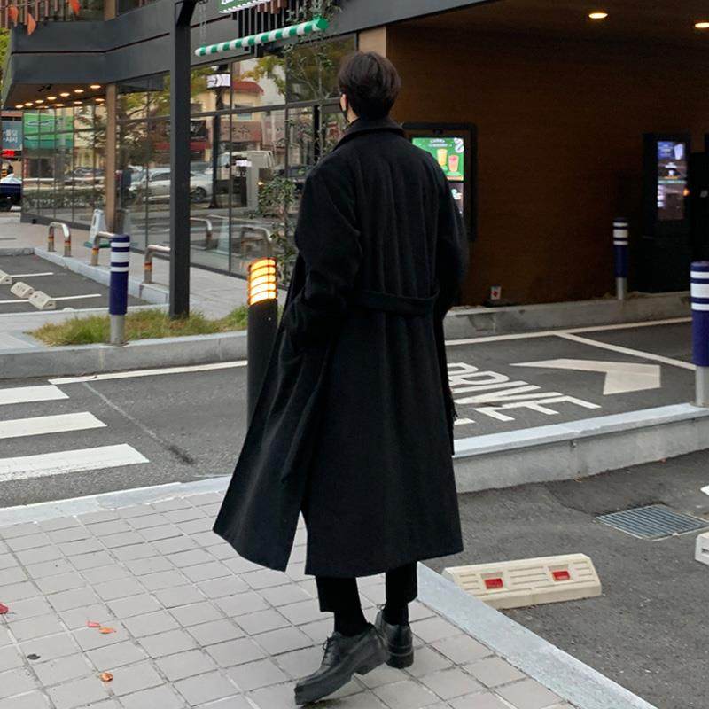 冬季新款顺毛呢子大衣男长款过膝韩版宽松帅气毛呢外套男英伦风衣,淘宝优惠券,粉丝福利购,淘宝优惠卷