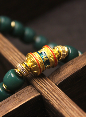 雪巴琉璃手串情侣古风绿色手链