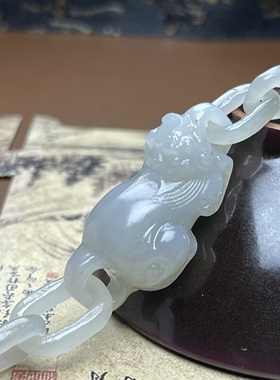 【假一赔十】纯天然和田玉烟紫貔貅手链纯手工链条特色不装款收藏