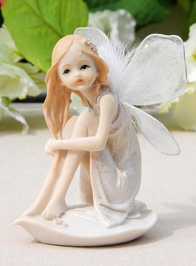 欧式少女天使花仙子美女孩树脂摆件 礼品工艺品家居汽车载装饰品