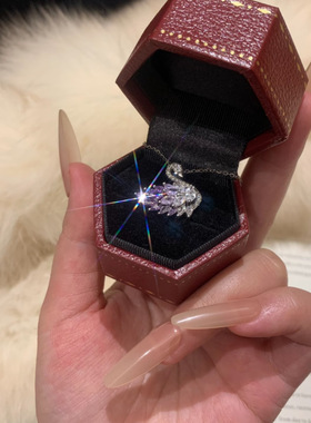 S紫色渐变天鹅项链女轻奢高颜值千金感锁骨链七夕生日礼物