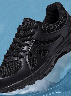 Men's Training Shoes 黑色轻便百搭镂空男士圆头透气训练运动鞋