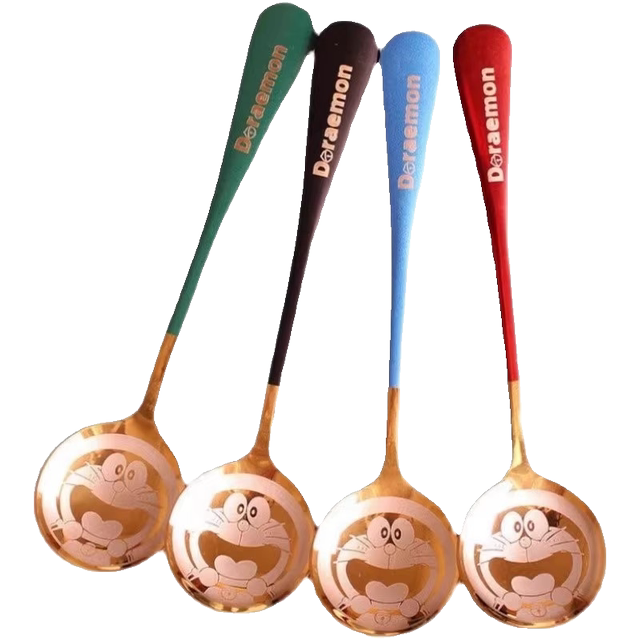 Internet celebrity spoon personalized soup spoon spoon children's stainless steel household large adult doraemon