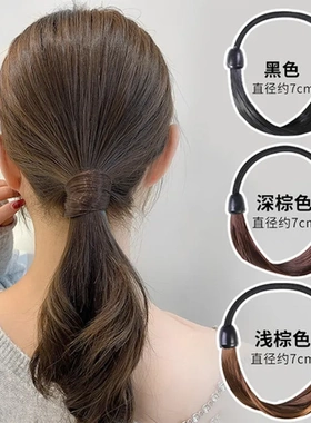 低发圈绑马尾纯色高弹力扎假发扎头绳仿真套头丸子头皮高温丝皮筋