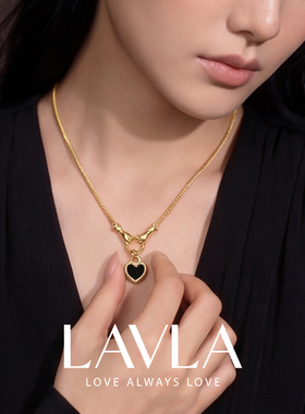 LAVLA高级感手握爱心轻奢小众独特设计中古复古风金色皓石项链