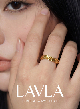 LAVLA复古轻奢编织条纹开口戒