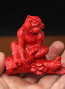 天然朱砂十二生肖鼠龙猴三合贵人风水局摆件辰砂动物12属相申直发