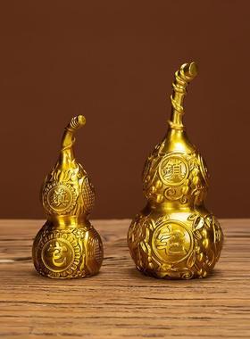 加大号镇宅一体闭口铜葫芦不开口空心铜葫芦书房客厅玄关店铺摆件