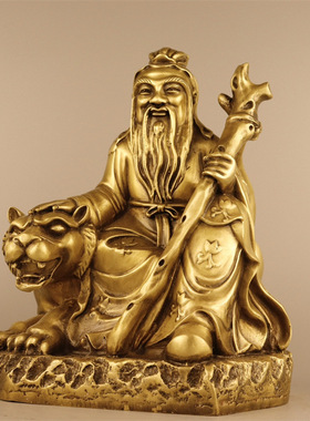 黄铜铜山神爷铜像家居铜山神城隍爷土地爷山神铜像摆件