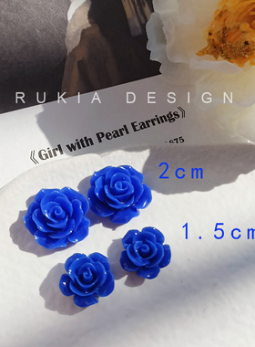 RUKIA克莱因蓝色玫瑰耳钉