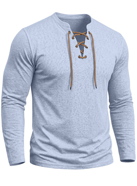 2026秋季美式亨利衫男纯色大码t恤透气百搭打底上衣Men's T-shirt