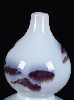景德镇陶瓷器 仿古钧瓷窑变葫芦花瓶家居客厅装饰工艺品古典摆件