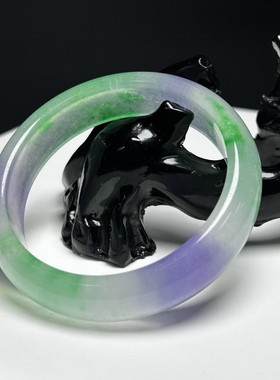 复古宫廷高冰种紫绿春彩细圆条翡翠平替饰品高颜值超仙玉手镯