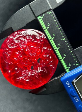 冰透缅甸翠玉精雕红翡梅花鹿牌子紫绿观音冰阳绿挂件吊坠项链玉石