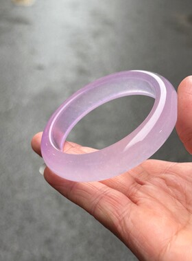 高品质冰种紫罗兰色翡翠手镯女款冰透水润细腻通透老坑紫色手镯