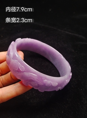 缅甸老黄翡翠玉手镯女冰糯种满色正黄老坑翡翠色浮雕刻玉镯子手环