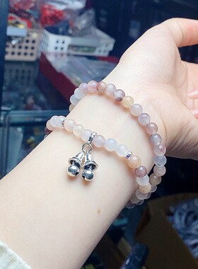 紫罗兰双铃铛手链女款手串珠手链轻奢小众精致手绳闺蜜手链手饰品