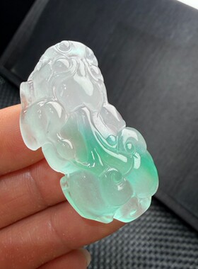 翡翠缅甸招财貔貅吊坠冰种飘绿色霸王挂坠男女款项链玉坠