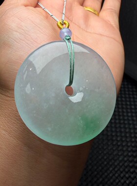 缅甸冰种翡翠平安扣玻璃种紫罗兰玉坠情侣款吊坠挂件时尚首饰女款