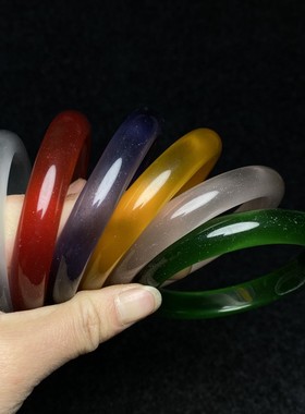 古玩旧藏大清乾隆宫廷御用五彩手镯收藏盒内珍藏猫眼石手镯