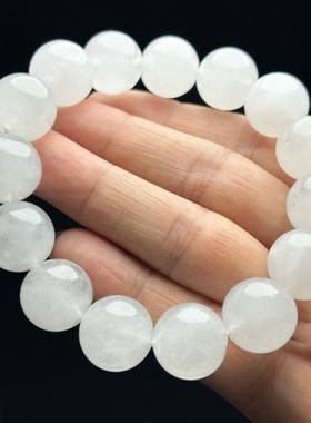 老坑石英岩质玉高冰晴底起光种老起光底子细腻冰透白色手链玉手串