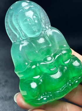 缅甸老坑帝王翡翠色特大号观音牌高冰霸气男款观音吊坠玉石挂件
