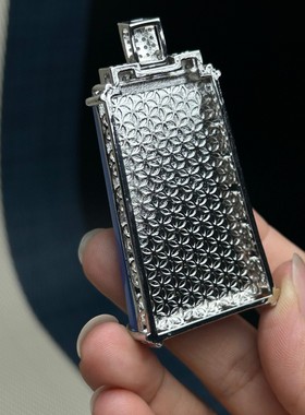 冰种蓝色玉石银镶玉无事牌观音菩萨本命年项链吊坠