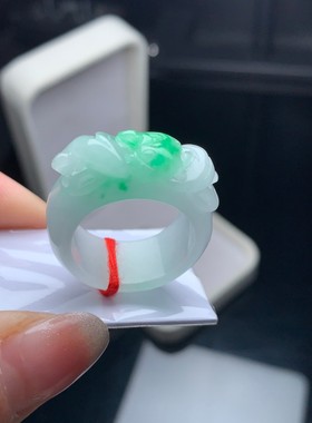 缅甸翡翠冰种飘花戒指玉石指环男女款玉石指环玉石戒指