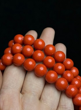 古玩旧藏花梨木镶螺钿首饰盒内珍藏仿珊瑚佛珠项链手链手串饰品