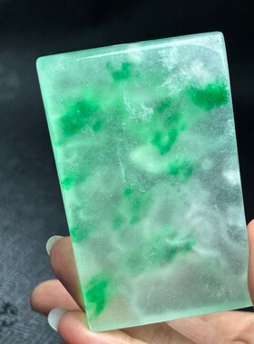 高冰种飘绿老翠玉喜鹊登梅吊牌玉佩项链缅甸老翡翠冰透毛衣链百搭