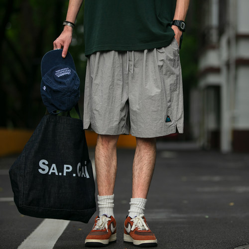 日系复古户外速干休闲短裤夏季男青年休闲运动潮牌防水五分工装裤 - 图0